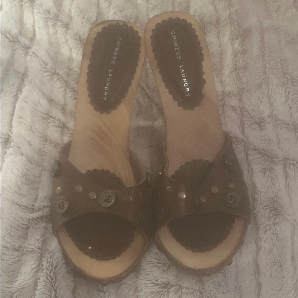 Chinese Laundry Brown Studded Mules